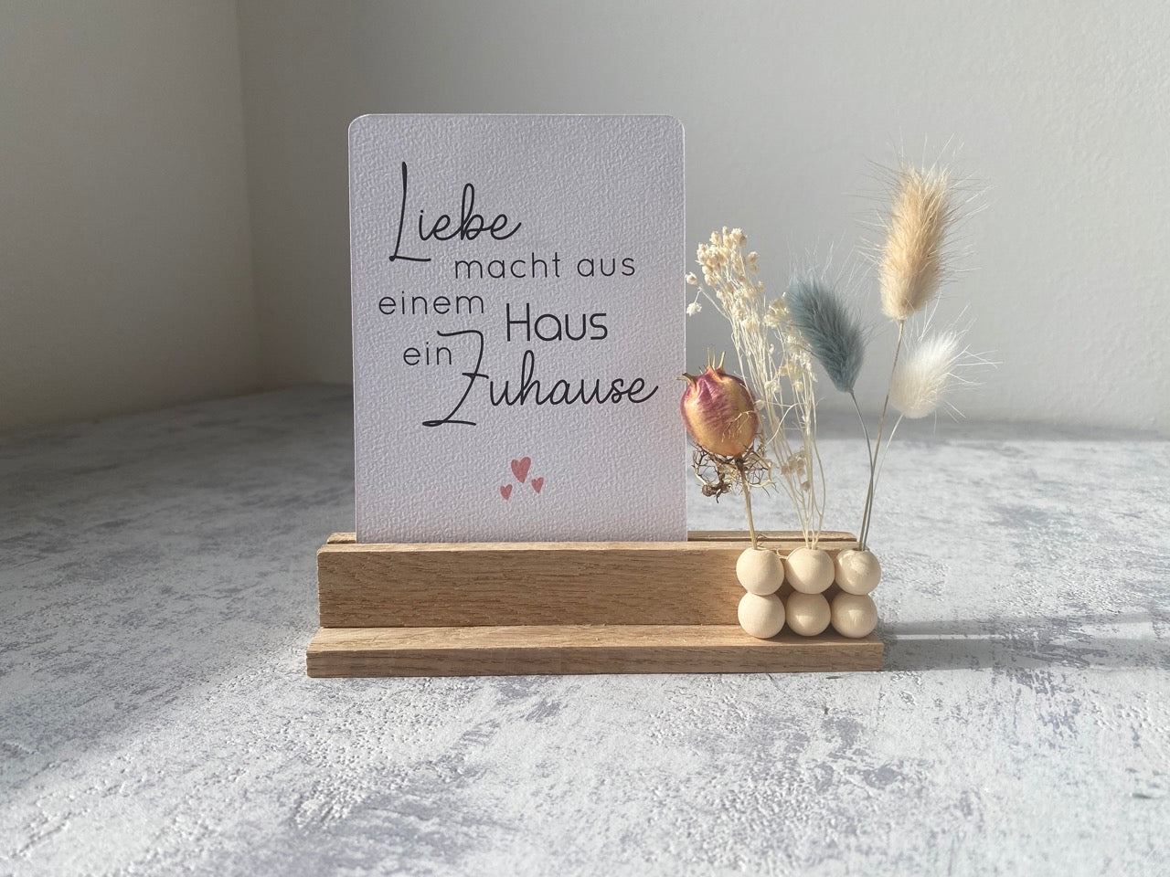Kartenhalter mit Karte und Trockenblumen | Liebe macht... | Flowerboard