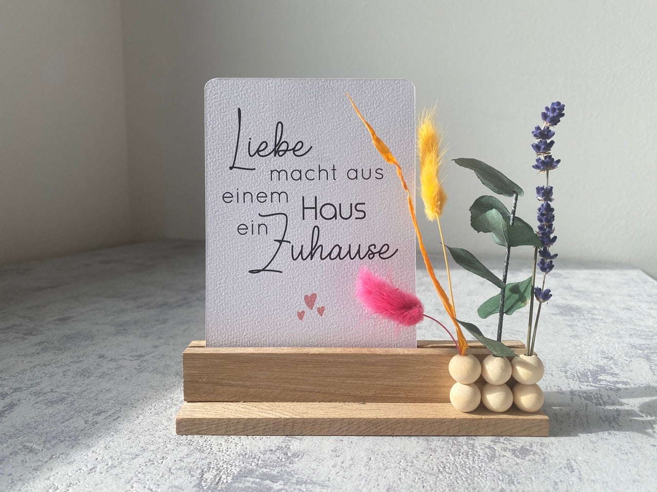 Kartenhalter mit Karte und Trockenblumen | Liebe macht... | Flowerboard