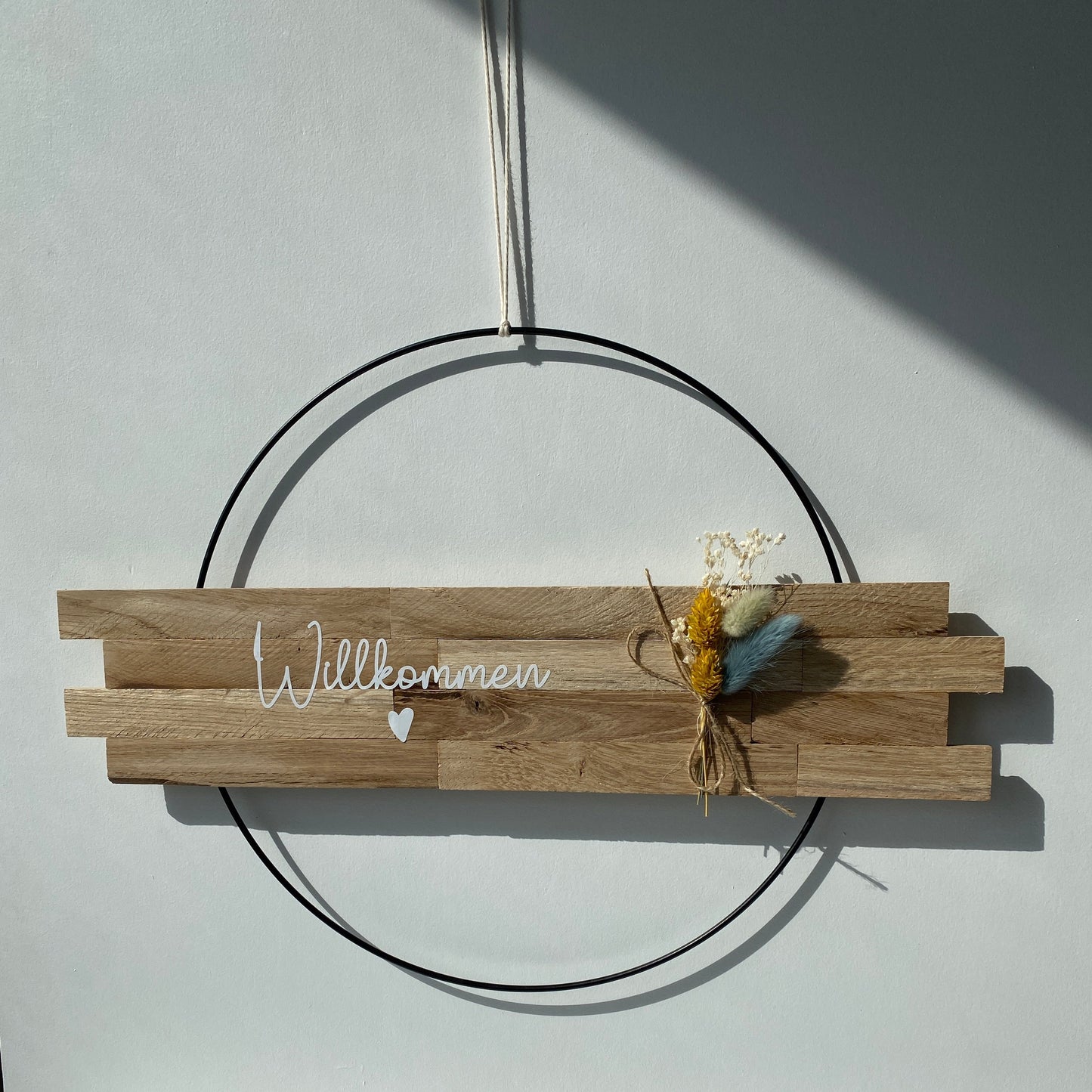 Loop | Willkommen | Tür- Wanddekoration | Metallring 30 cm | Trockenblumen |