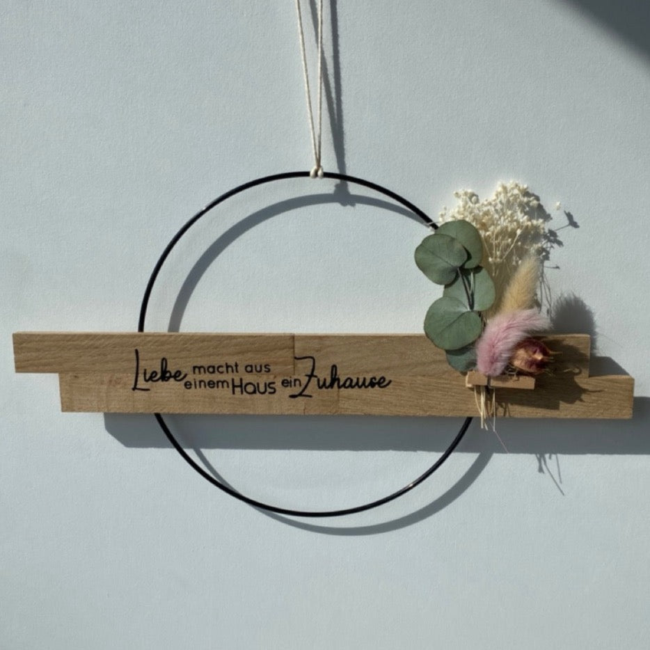 Loop | Liebe macht... | Metallring 20 cm | Trockenblumen |