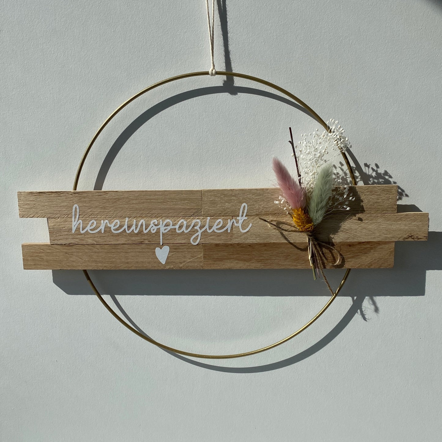 Loop | Hereinspaziert | Tür- Wanddekoration | Metallring 25 cm | Trockenblumen |