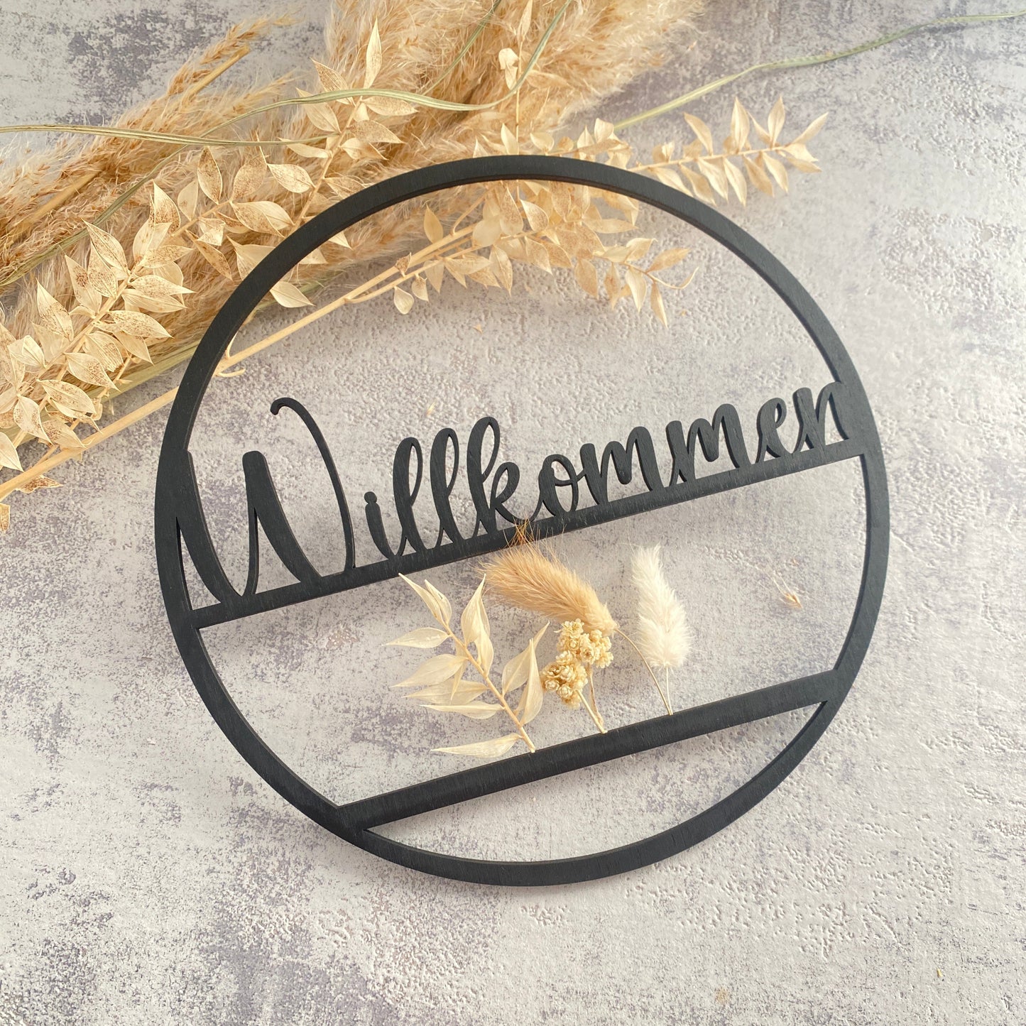 Türkranz| Willkommen | Holz | Trockenblumen |