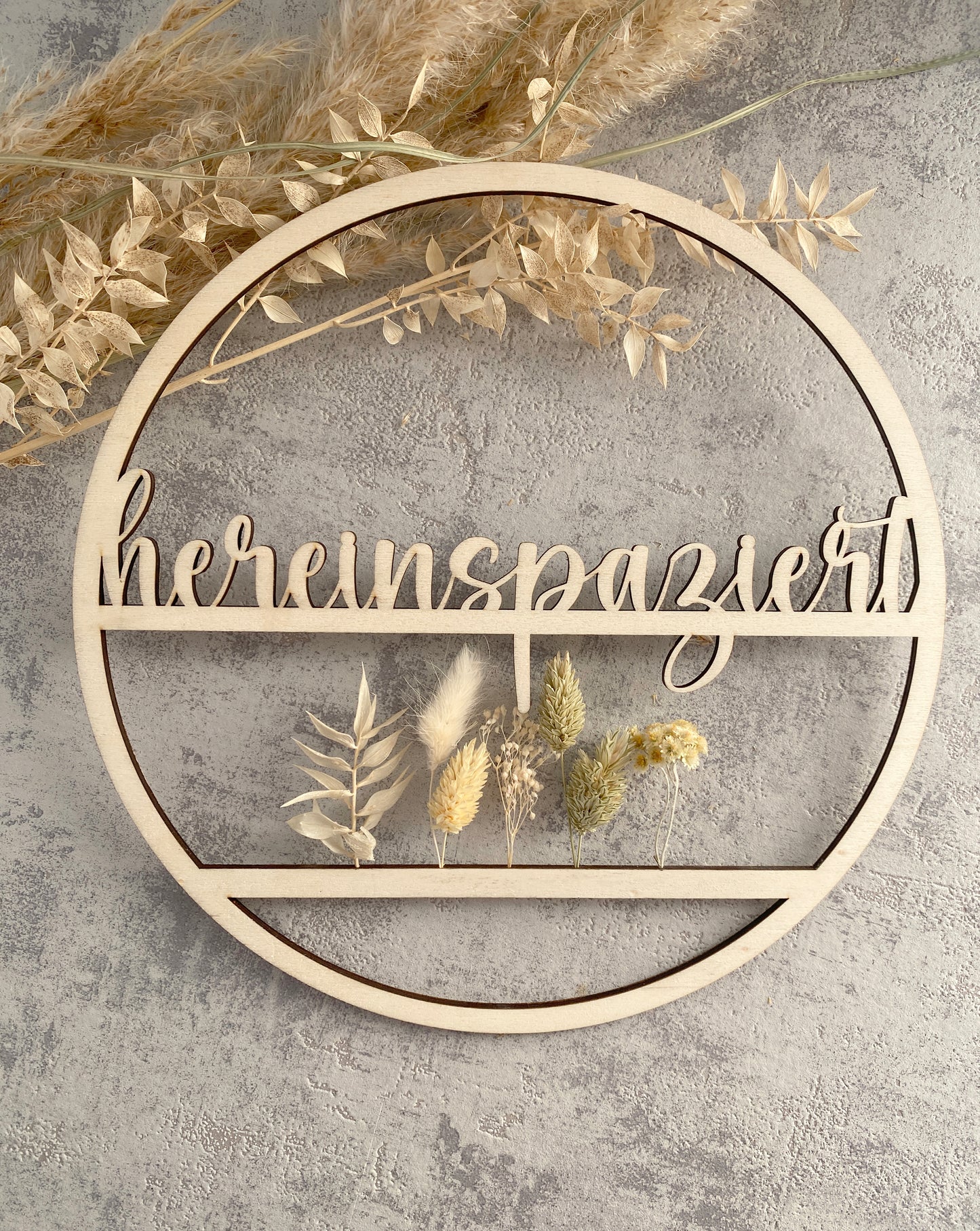 Türkranz| Hereinspaziert| Holz | Trockenblumen |