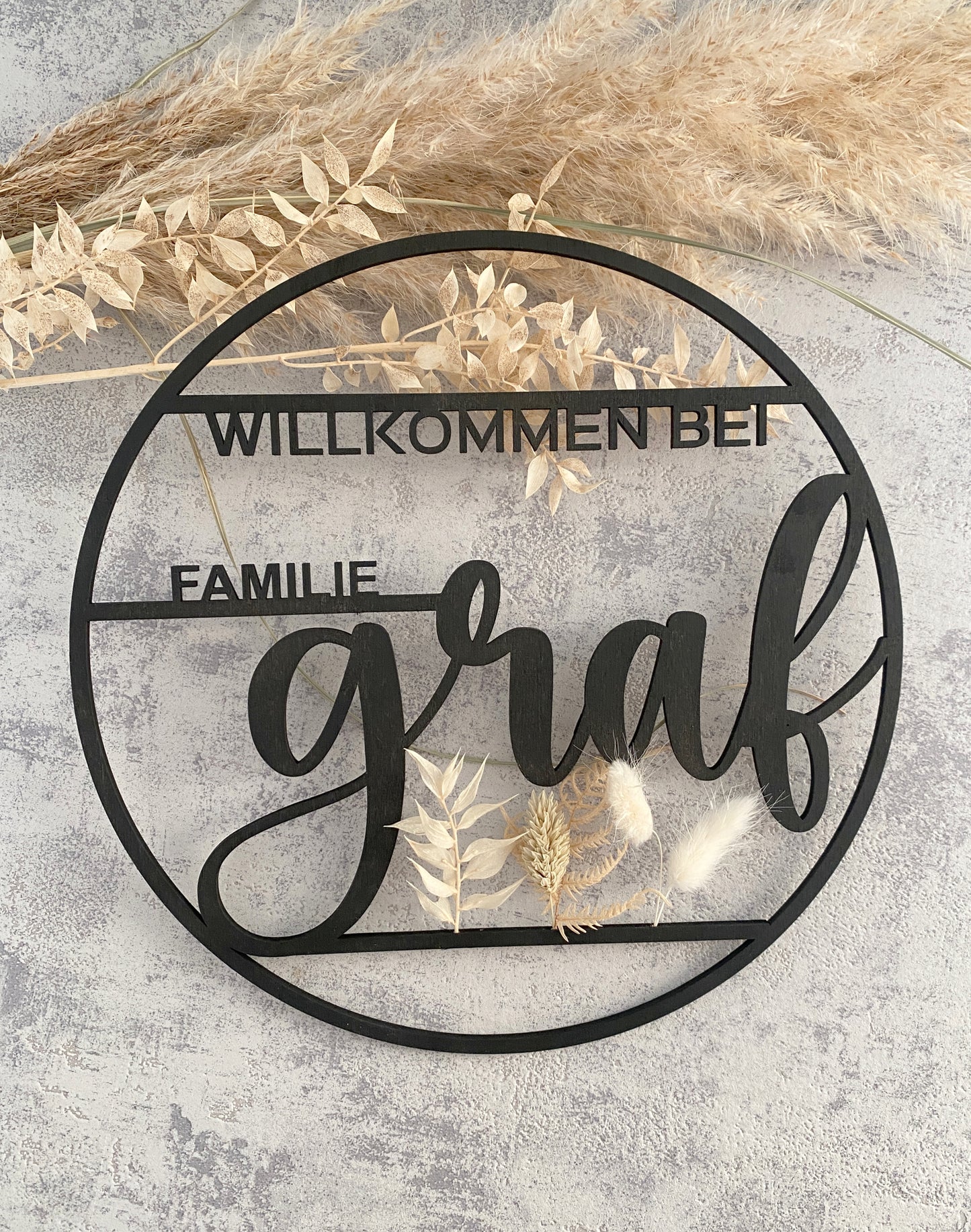 Türkranz| Willkommen bei Familie - personalisiert - | Holz | Trockenblumen |