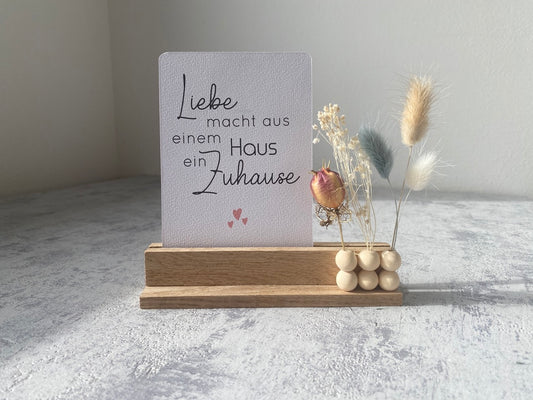 Kartenhalter mit Karte und Trockenblumen | Liebe macht... | Flowerboard