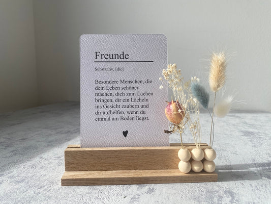Kartenhalter mit Karte und Trockenblumen | Freunde | Flowerboard