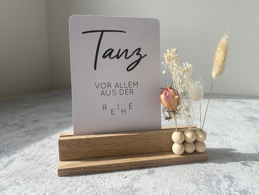 Kartenhalter mit Karte und Trockenblumen | Tanz... | Flowerboard