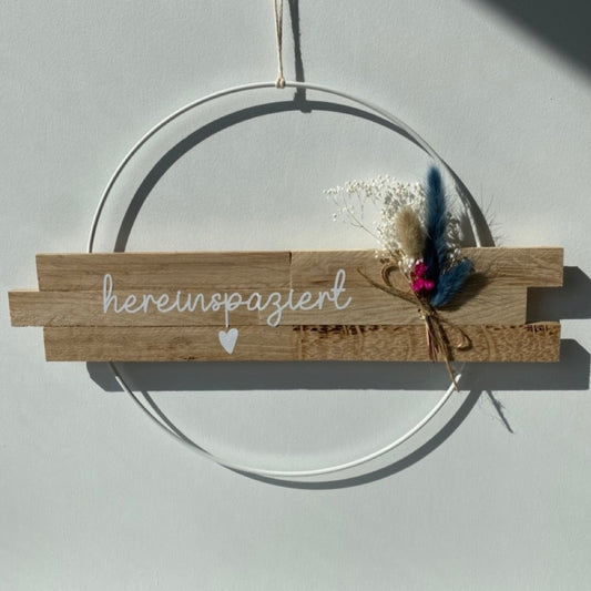 Loop | Hereinspaziert | Tür- Wanddekoration | Metallring 25 cm | Trockenblumen |
